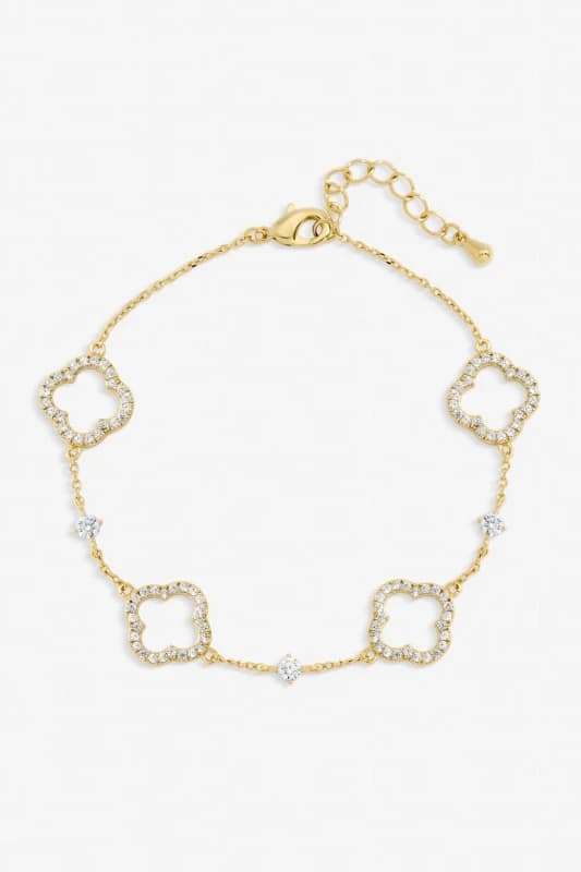 Jon Richard Womens Gold Plated Pave & Crystal Open Clover Bracelet Gold Female One Size