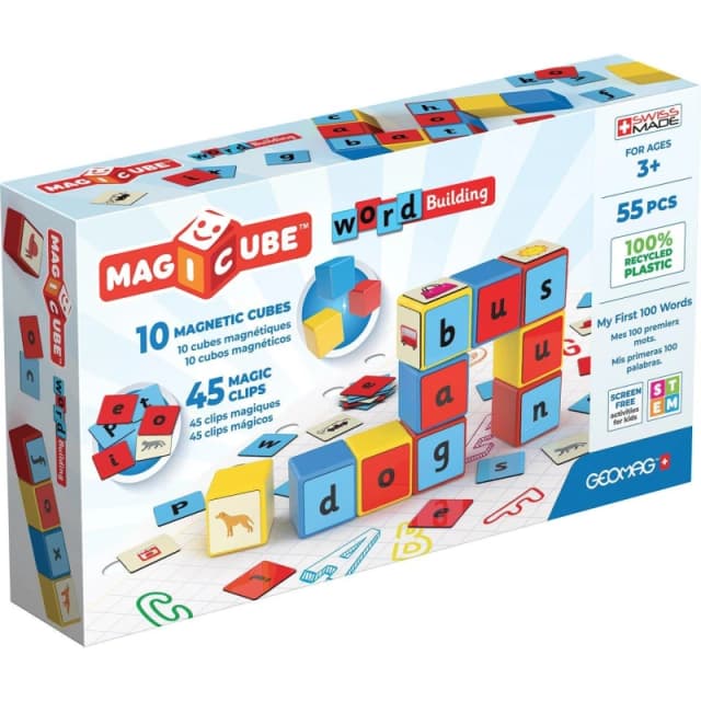 GEOMAG Magicube Magnetic Shapes Word Builder - 55 Pieces Make Your Own Toys One Size Multi 42972799000