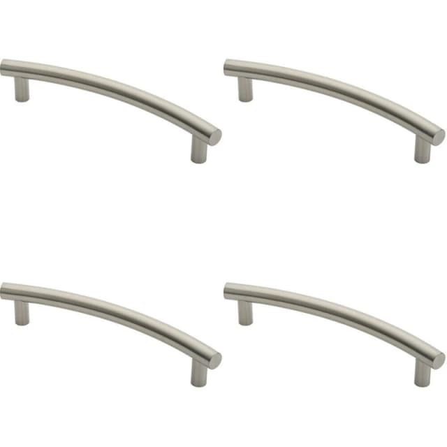Loops 4x Curved T Bar Door Pull Handle 420 x 30mm 350mm Fixing Centres Satin Steel Metallics unisex