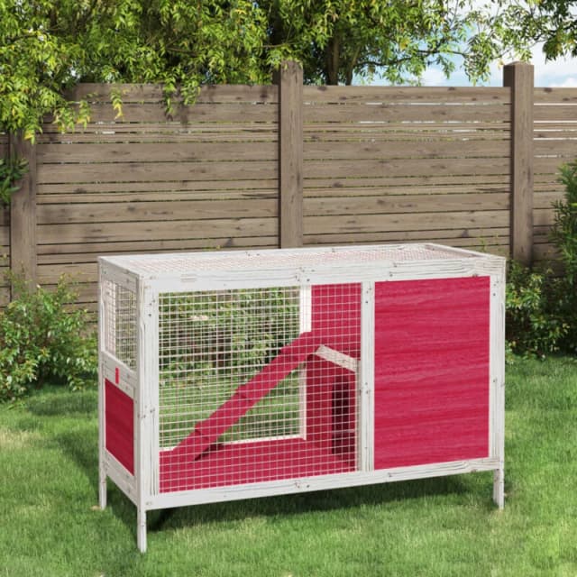 VIDAXL Rabbit Hutch Red 103x44x69.5cm Solid Wood Pine Vidaxl 8720845798734