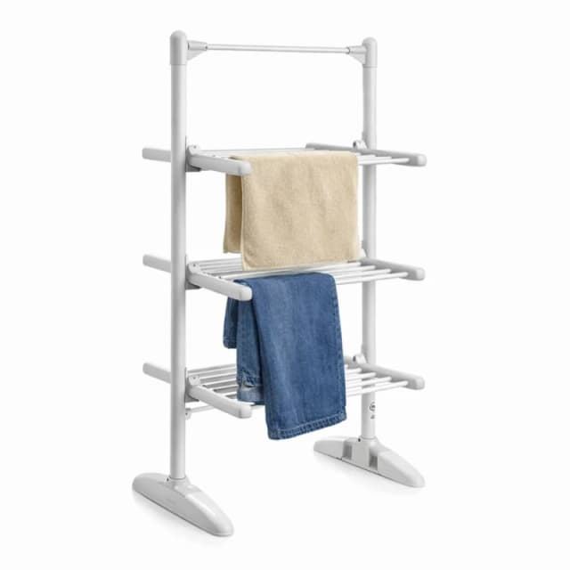Oypla 3 Tier Electrical Heated Folding Clothes Horse Airer Dryer in Silver Silver Unisex