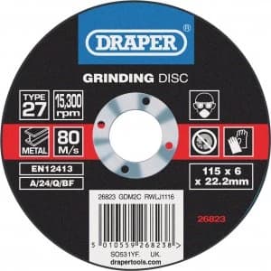 Draper Depressed Centre Grinding Disc 115mm 6mm 22mm