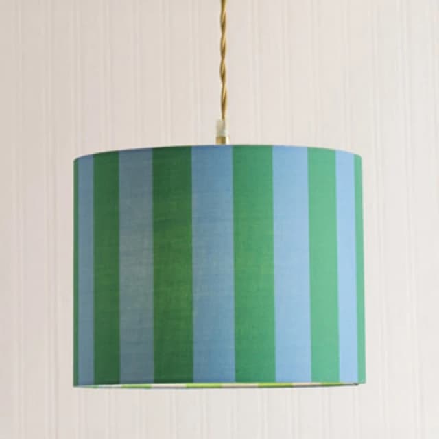 ValueLights ValueLights Callie Colour Clash Blue and Green Stripe Drum Lamp Shade with Bulb Size: Large Multi Large Unisex 5059406065491