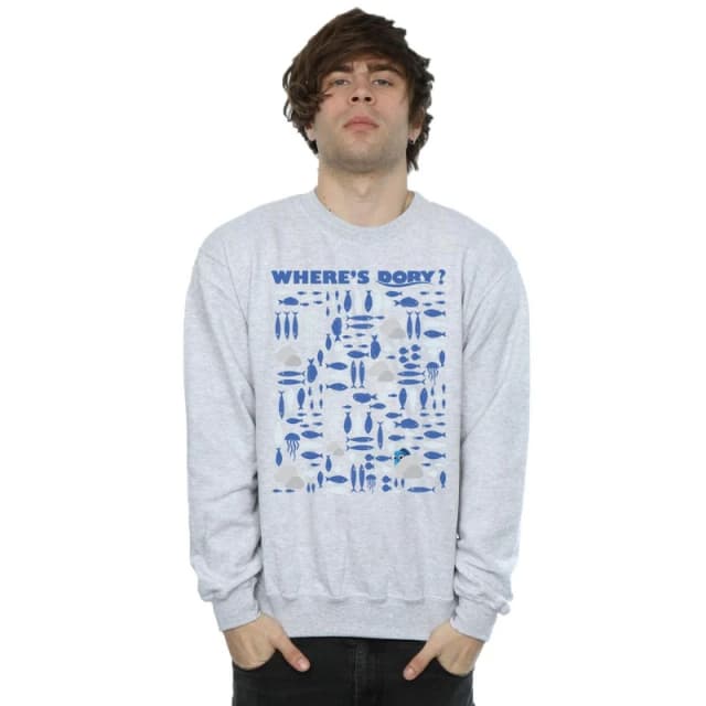Disney Men Finding Dory Where's Dory? Sweatshirt in Grey Size: Small Grey S Male 5057245560375
