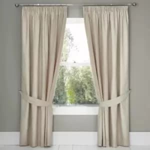 Fearne Floral Jacquard Textured Weave Lined Pencil Pleat Curtains, Soft Gold, 66 x 72" - Dreams&drapes