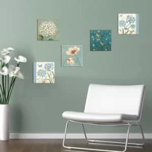 UTB094 Blue Green White Decorative MDF Painting (5 Pieces)