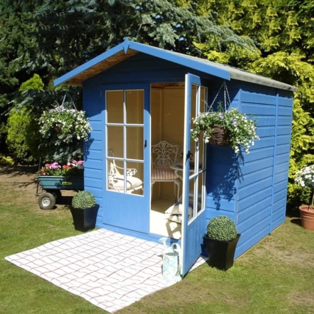 Shires Lumley Shiplap Summerhouse Garden Sun Room Approx 7 x 5 Feet in Blue Blue Unisex