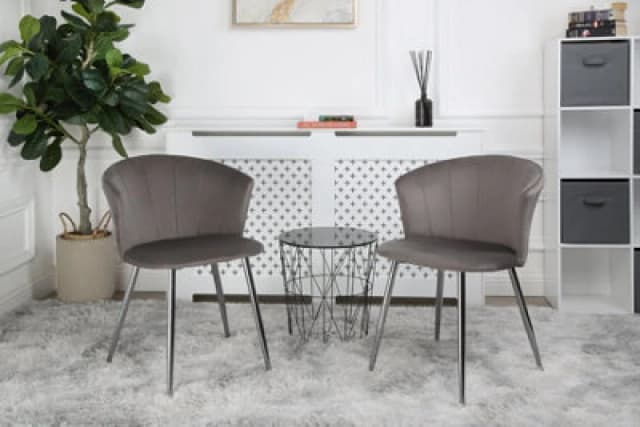 Mill - Set Of 2 Velvet Dining Chairs - (Grey Silver Leg)