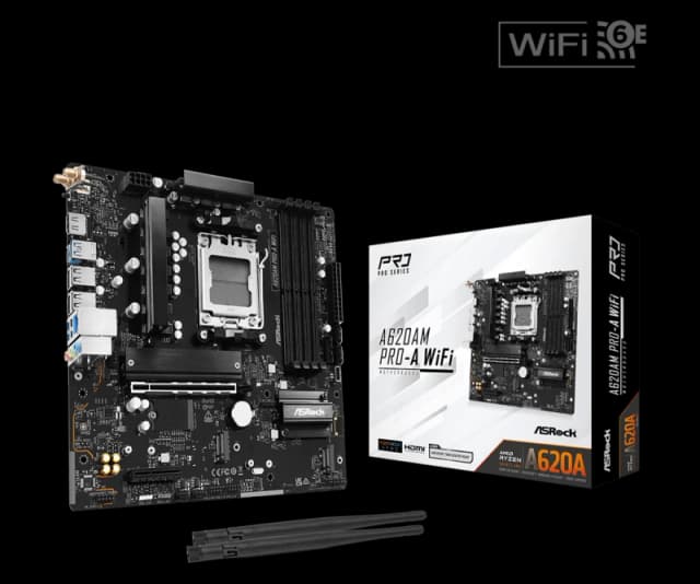 ASRock A620AM Pro-A WIFI AMD A620A DDR5 AM5 Micro-ATX Motherboard