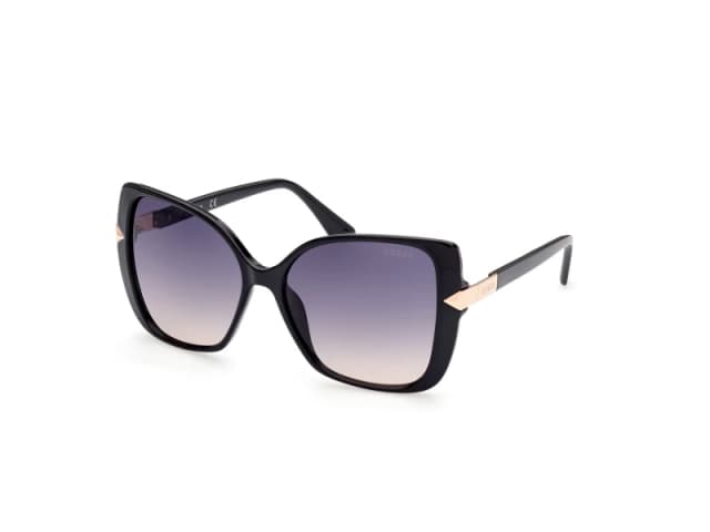 Guess Butterfly Metal Trim Arm Sunglasses - Shiny Black WAH1O Unisex