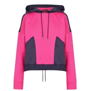 Hugo Boss Crop Tape Logo Pullover Hoodie Bright Pink Size L Men