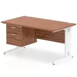 Impulse 1400 Rectangle White Cable Managed Leg Desk WALNUT 1 x 2