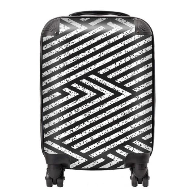 Warren Reed - Designer Oblique Black Grunge Pattern Suitcase Size: Large Black Unisex Large