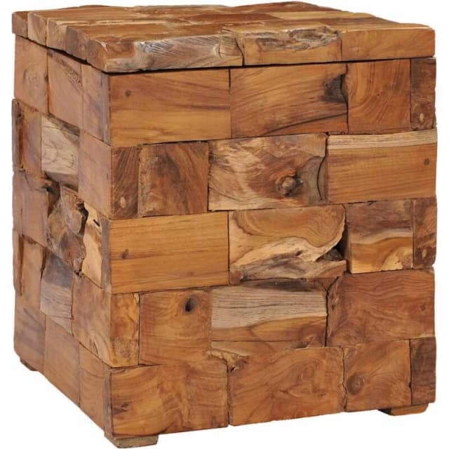 VIDAXL Storage Stool Solid Teak Wood Vidaxl 8719883581552