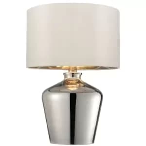 2 PACK Modern Mirror Table Lamp Gloss Chrome Glass & Ivory Shade Feature Bedside Light