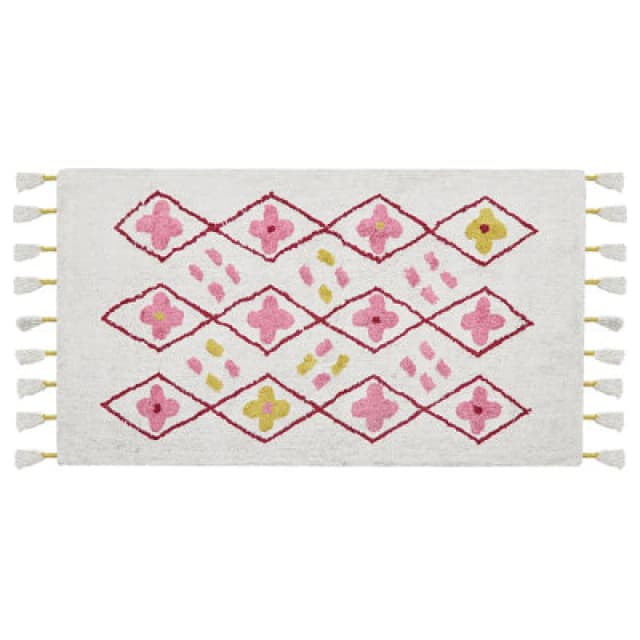 Beliani Kids Rug Cavus White 80 X 150 Cm Cotton