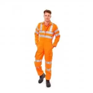 Beeswift Railspec Coveralls With Reflective Tape Size 36 Tall Orange
