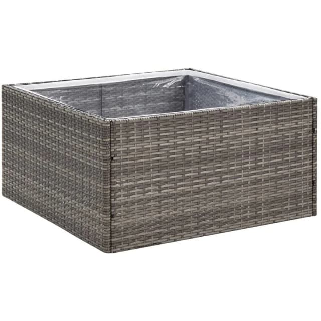 vidaXL Garden Planter Grey 80x80x40cm Poly Rattan, Grey 319175
