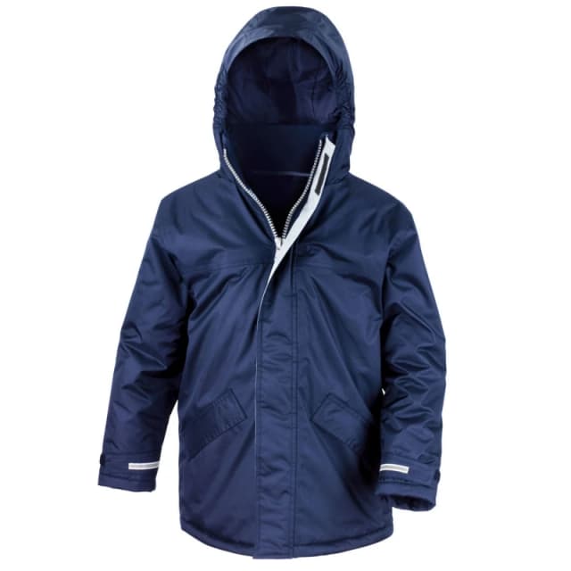Result Core Plain Black Parka in Navy Size: 3-4 Years Navy Unisex 3-4 Years
