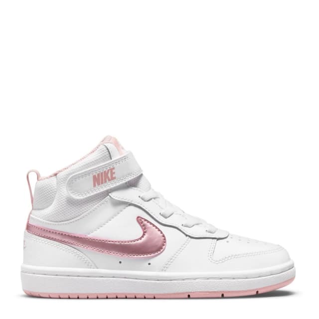 Nike Court Borough Mid 2 Little Kids Shoes White/Pink female C10 (27.5)