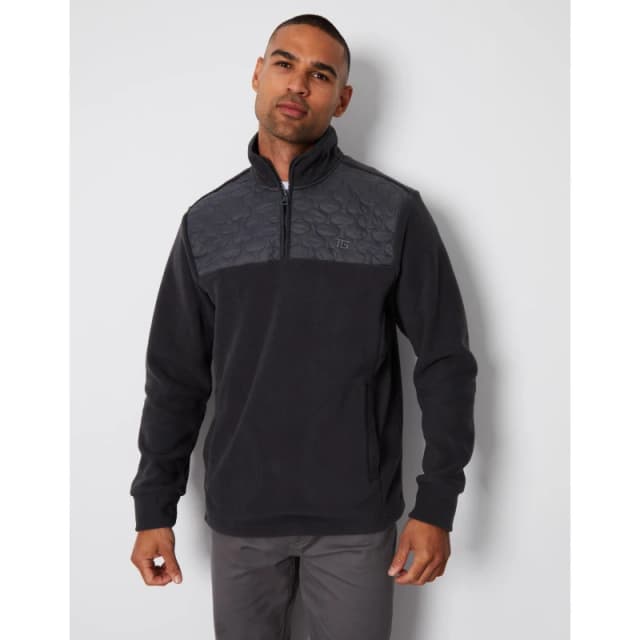 Threadbare Threadbare Men 'Pedro' Quarter Zip Quilted Fleece Jumper in Charcoal Size: Small Charcoal S Male 7625914351739