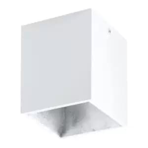 Wall / Ceiling Light White & Silver Square Downlight 3.3W Built in LED