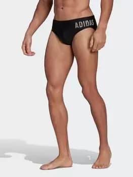 adidas Wording Swim Trunks, Green, Size S, Men