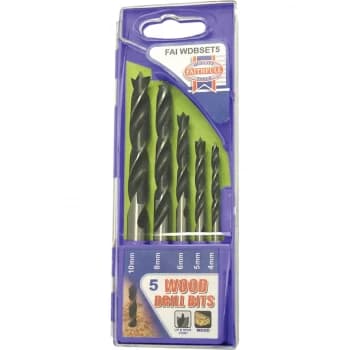 Faithfull Lip & Spur Wood Drill Bit 5 Piece Set - 4-10mm