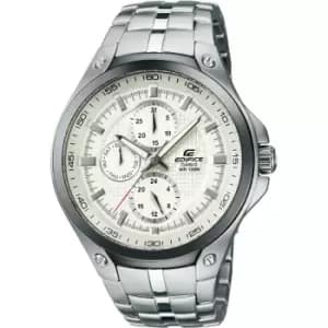 Mens Casio 'Edifice' Silver and Off white Stainless Steel Quartz Watch