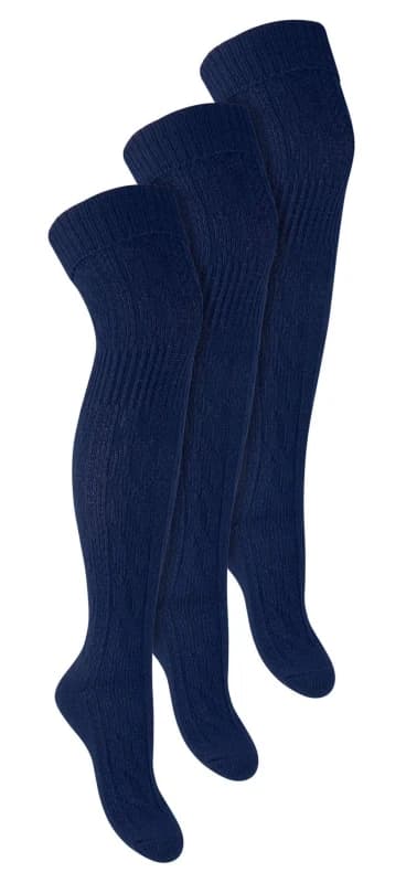 Steven Steven - 3 PACK Ladies Wool Socks - Over Knee - 3-5 UK / Blue