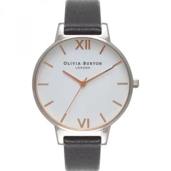 White Dial Silver & Black Watch