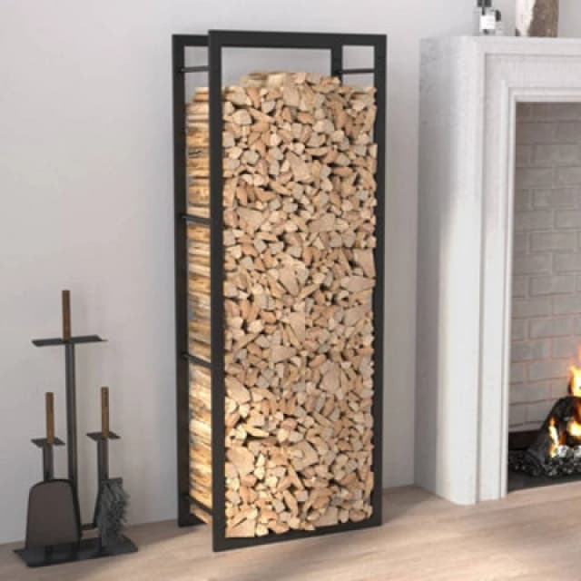 vidaXL Firewood Rack Matt Black 50x28x132cm Steel, Black 350306