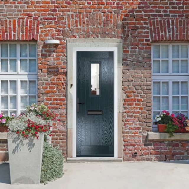 Lacerta Composite Door Sunningdale 7016 Grey 920mm X 2090mm Open In Right Hand Clear Glass 10 Year Guarantee - Free Delivery & Smart Lock