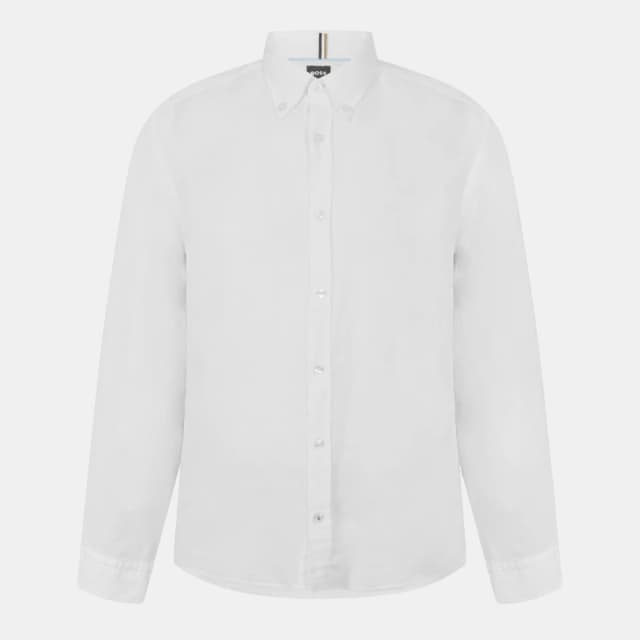 Boss Mens H Liam Black Long Sleeve Plain Shirt White 100 male Small