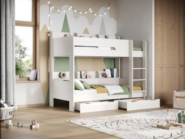Flair Eddie Storage Bunk Bed in White Size: Single White Unisex Single
