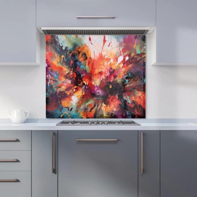 Warren Reed - Designer A Vibrant Abstract Painting Of Halloween Kitchen Splashback in Orange Size: 600mm x 750mm Orange Unisex 600mm x 750mm