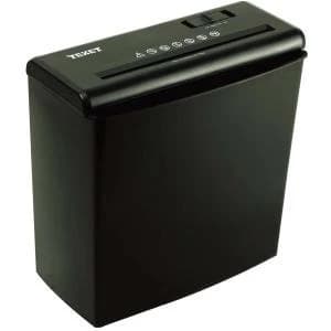 Texet 10 Litre Strip Cut Paper Shredder with 5 Sheet Capacity Black