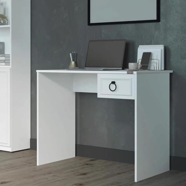 FWStyle FWStyle White 1 Drawer Storage Desk Home Office Study Room White One Size Unisex 5056413130761