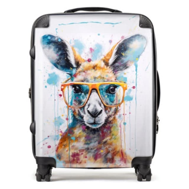 Warren Reed Designer Splashart Kangaroo In Glasses Suitcase - Large