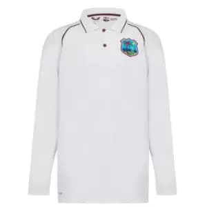 Castore West Indies Long Sleeve Mens Polo - White