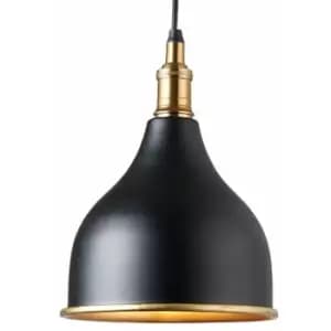 Industrial Ceiling Pendant Light matt Black & brass Shade Hanging Lamp Holder