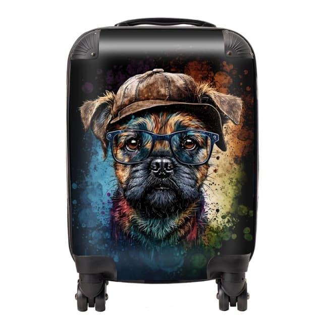 Warren Reed - Designer Border Terrier Dog Face Splashart Suitcase Size: Large Multicolor Unisex Large