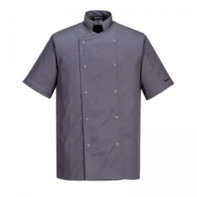 Portwest Cumbria Chefs Short Sleeve Jacket C733SGR4XL Colour: Slate Grey