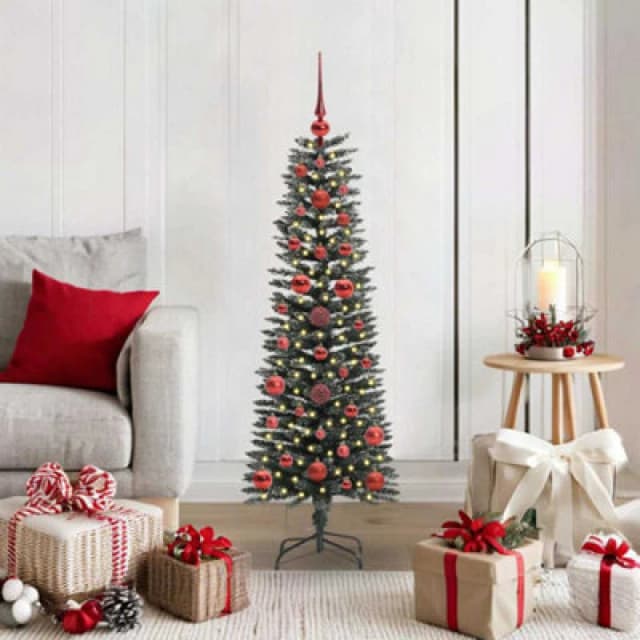 vidaXL Artificial Christmas Tree with Stand, Red Balls Green 40.5 x 40.5 x 120 cm, Green 3395916