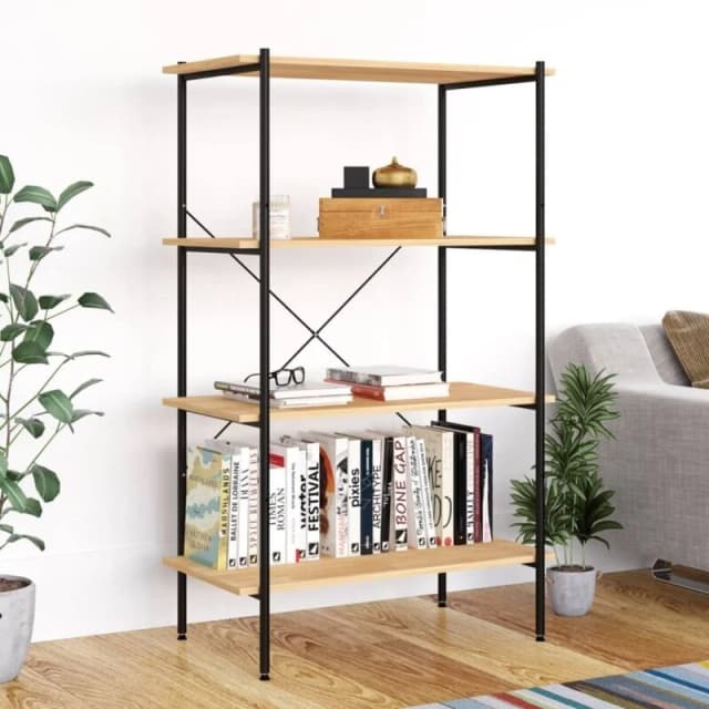 VIDAXL 4-Tier Shelving Unit Black and Oak 80x40x130cm Vidaxl 8720286562987