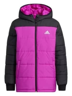Boys, adidas Junior Unisex Yk Padded Jacket, Black/Pink, Size 13-14 Years