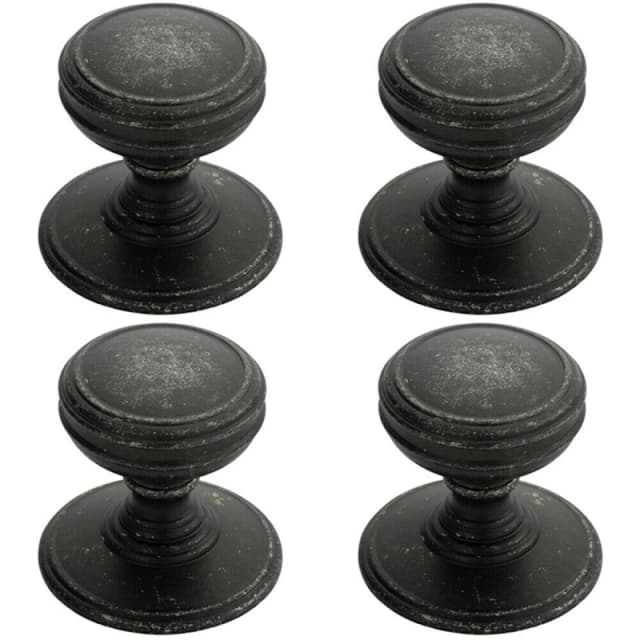 Loops 4x Ringed Tiered Cupboard Door Knob 38mm Diameter Pewter Cabinet Handle Multi unisex
