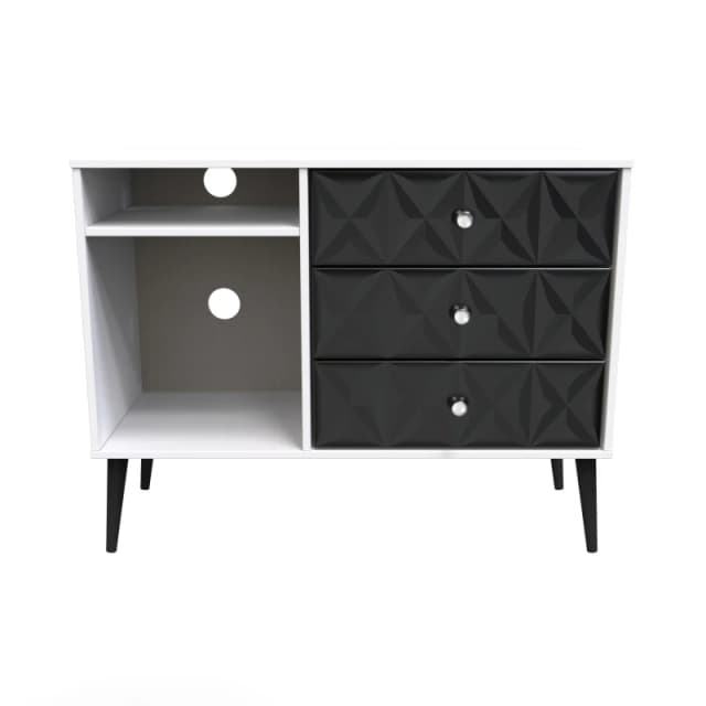 Toledo 3 Drawer TV Unit In Deep Black & White (Ready Assembled)