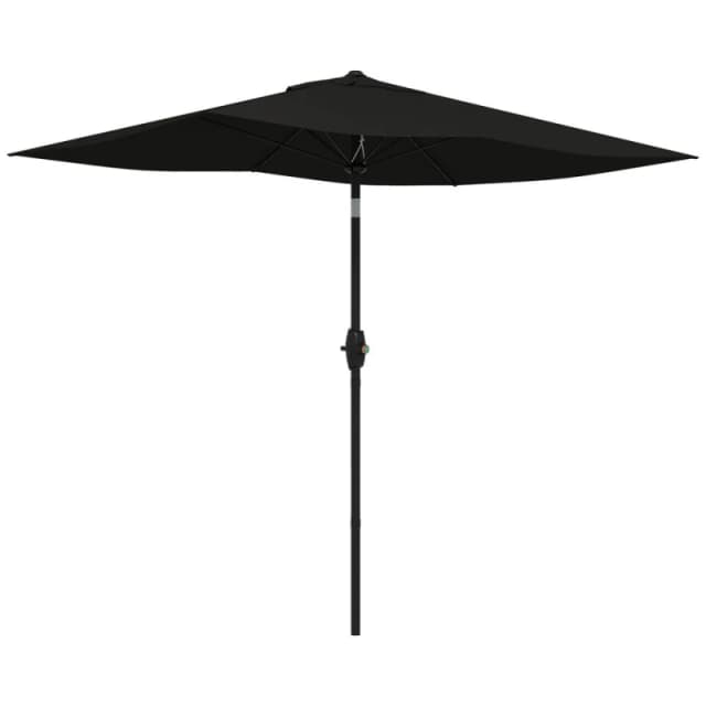 Outsunny 2 x 3(m) Garden Parasol Rectangular Market Umbrella with Crank Black 84D-158V01BK