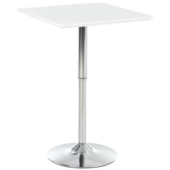 HOMCOM Square Height Adjustable Bar Table Counter Pub Desk with Metal Base for Home Bar, Dining Room, Kitchen, White AOSOM UK